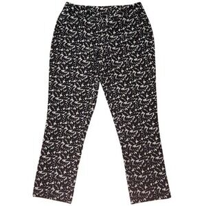 Cynthia Rowley Black‎ White Leaf Print Stretch Cropped Pants Women's Size 8 B46